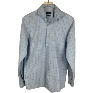 HUGO BOSS PLAID MICRO CHECK SHARP FIT BUTTON DOWN LONG SLEEVE SHIRT